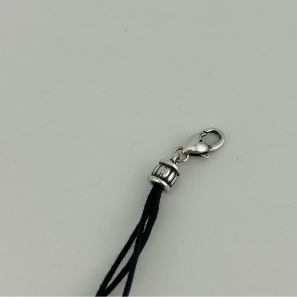 Brighton BRAZILIAN Black Cord Triple-Strand Silver Charms Heart Necklace - Picture 7 of 9